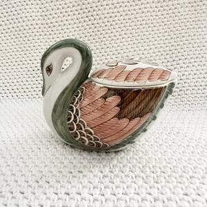 Rare Vintage Tonala Pottery Duck Planter Trinket Storage Box Thailand Antique